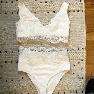 Never worn! White high waisted bikini